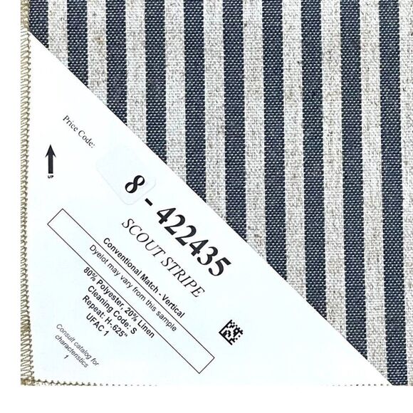 Linen Blend Stripe Fabric Samples Lot craft Kaufman Polyester Blue & White - Picture 4 of 16